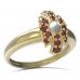 BG ring circular stone 537-I - Metal: Yellow gold 585, Stone: Garnet and pearl