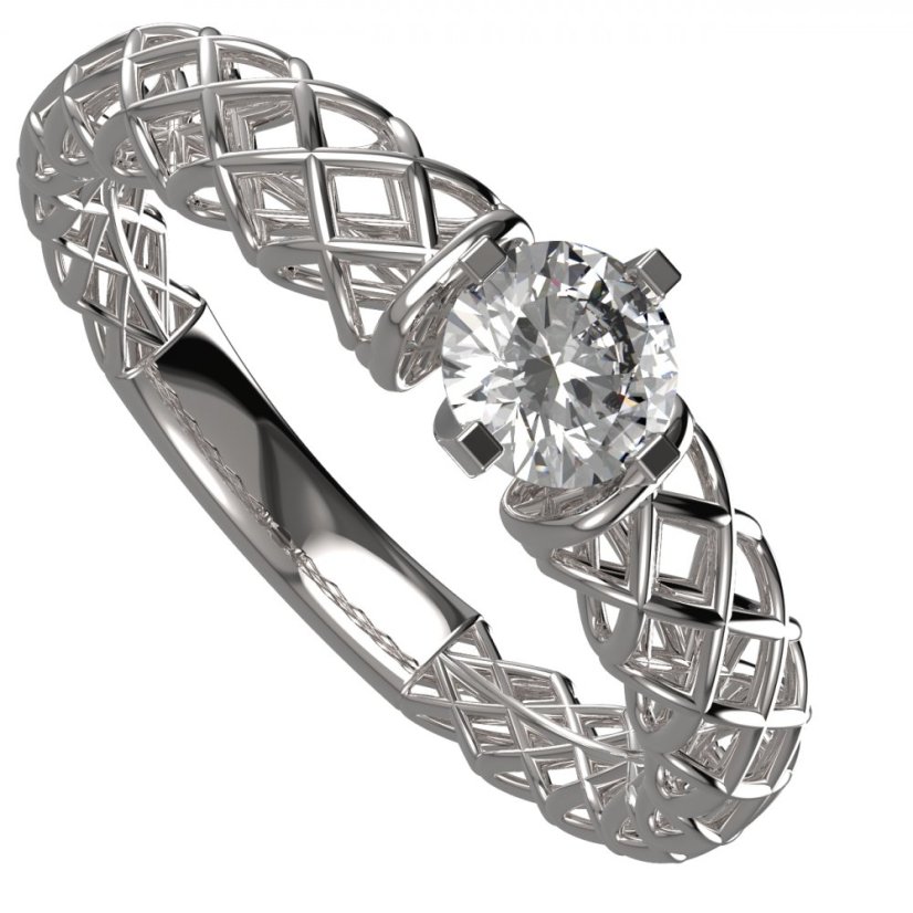BG zlatý prstýnek 1467 /zásnubní-snubní/ Bílé zlato - 585 Diamant