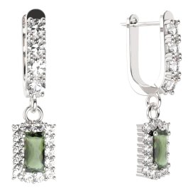 BG obdelníkové náušnice 431-96 Stříbro 925 - rhodium Vltavín a  kubický zirkon