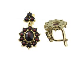 BG náušnice český přírodní granát  037 Žluté zlato - 585 Granát