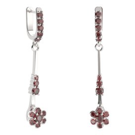 BG náušnice ve tvaru květu 518-B93 Stříbro 925 - rhodium Granát