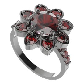 BG prsten 698-Z oválného tvaru Stříbro 925 - ruthenium (30-90dní) Granát