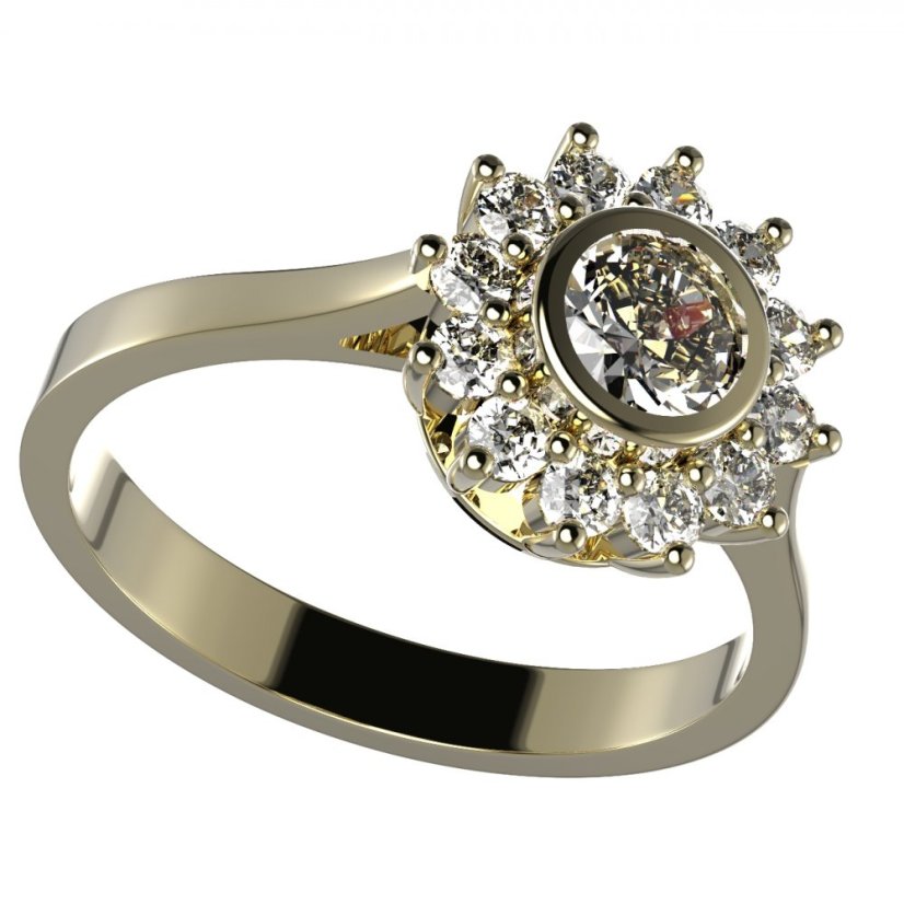 BG zlatý prstýnek 752 Žluté zlato - 585 Diamant