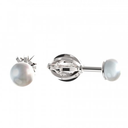 BeKid dětské náušnice 1290 s perlou - Zapínání: Šroubek, Kov: Bílé zlato 585, Perla: Bílá