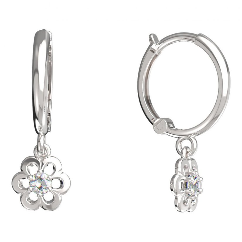 BeKid dětské náušnice šestilístek 842 Bílé zlato - 585 Diamant