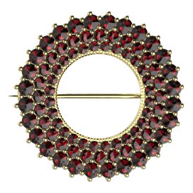 BG brož 066 Stříbro 925 - pozlacené Granát
