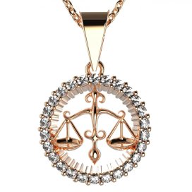 BG zlatý diamantový přívěšek Váhy 045 Růžové zlato 585 (30-90dní) Diamant lab-grown