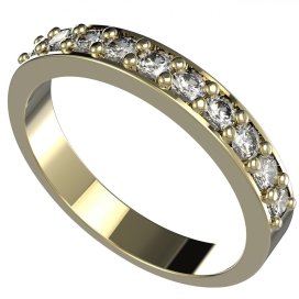 BG zlatý diamantový prstýnek - půlkruh 839 Žluté zlato - 585 Diamant lab-grown