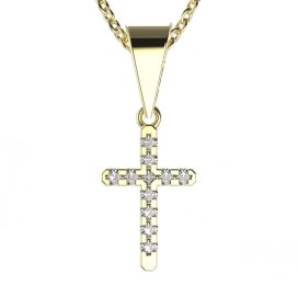 BG zlatý diamantový přívěšek křížek 1106 Žluté zlato - 585 Diamant lab-grown