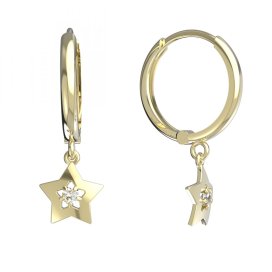 BG zlaté náušnice hvězdička 824 Bílé zlato - 585 Diamant