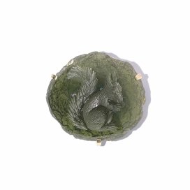 BG zlatý náhrdelník, přírodní kámen-Vltavín 001 - Veverka (Pavlína Čambalová)