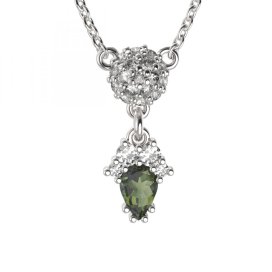 BG náhrdelník vsazený český granát  959 Stříbro 925 - rhodium Vltavín a  kubický zirkon
