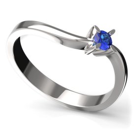 BG zlatý prstýnek 780 Bílé zlato - 585 Tmavě modrý kubický zirkon