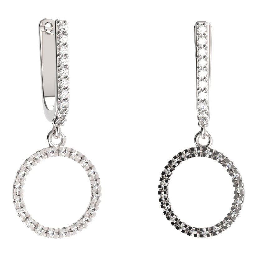 BG zlaté náušnice 1163A92 Bílé zlato - 585 Bílý kubický zirkon