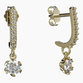 BG zlaté diamantové náušnice 870 Žluté zlato - 585 Diamant lab-grown