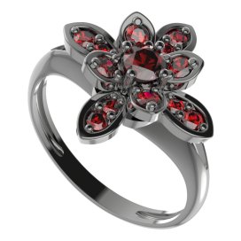 BG prsten květ 404-V Stříbro 925 - ruthenium (30-90dní) Granát