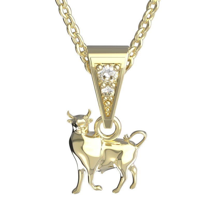 BG zlatý přívěšek Býk 040 Žluté zlato - 585 Diamant