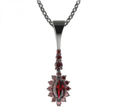 BG přívěs s centrálním oválným kamenem 504-B Stříbro 925 - ruthenium (30-90dní) Granát