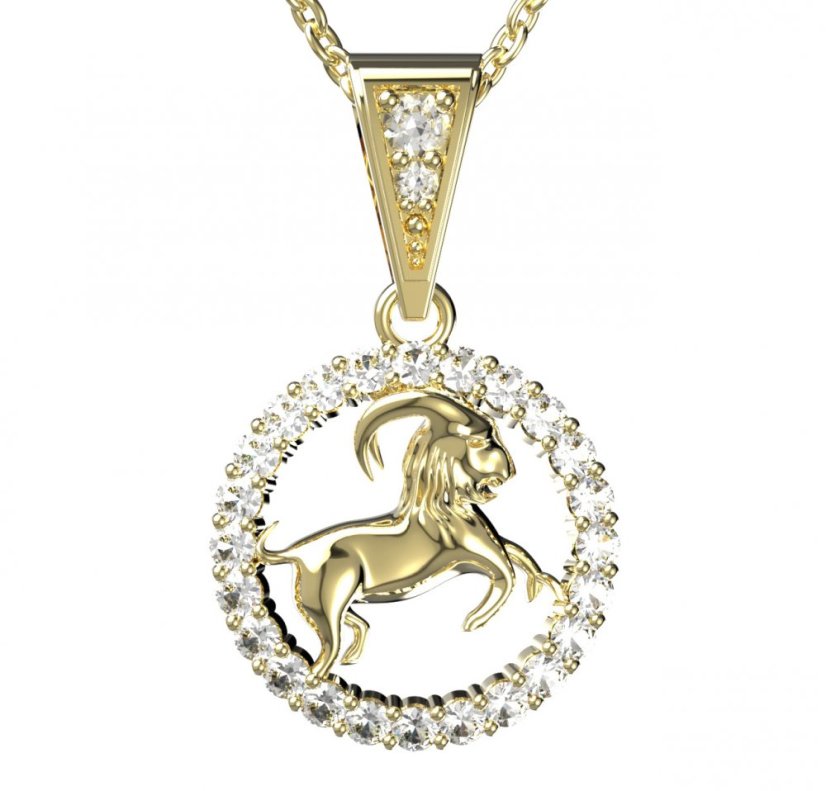 BG zlatý přívěšek Kozoroh 052 Žluté zlato - 585 Diamant
