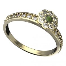 BG vltavínový prsten 552E Žluté zlato - 585 Vltavín a diamant