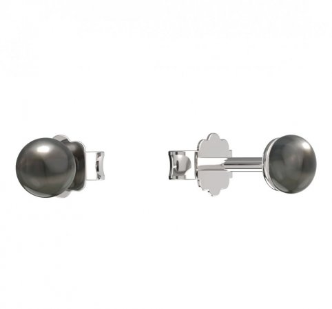 BeKid dětské náušnice 1290 s perlou - Zapínání: Kruhy 12 mm, Kov: Bílé zlato 585, Perla: Černá