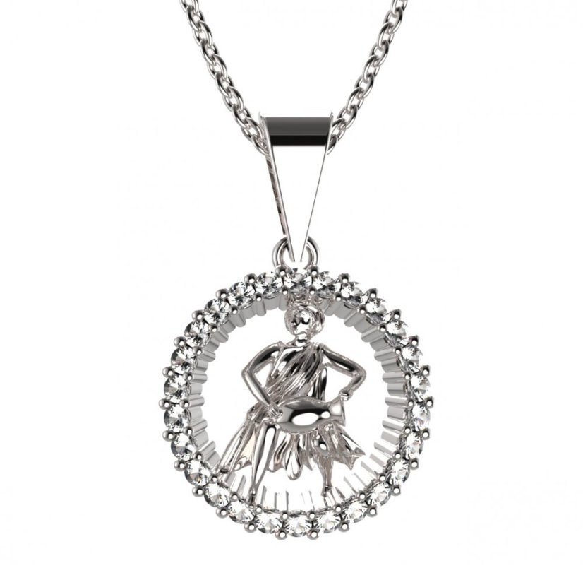 BG zlatý přívěšek Vodnář 045 Bílé zlato - 585 Diamant