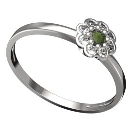 BG vltavínový prsten 552C Bílé zlato - 585 Vltavín a diamant