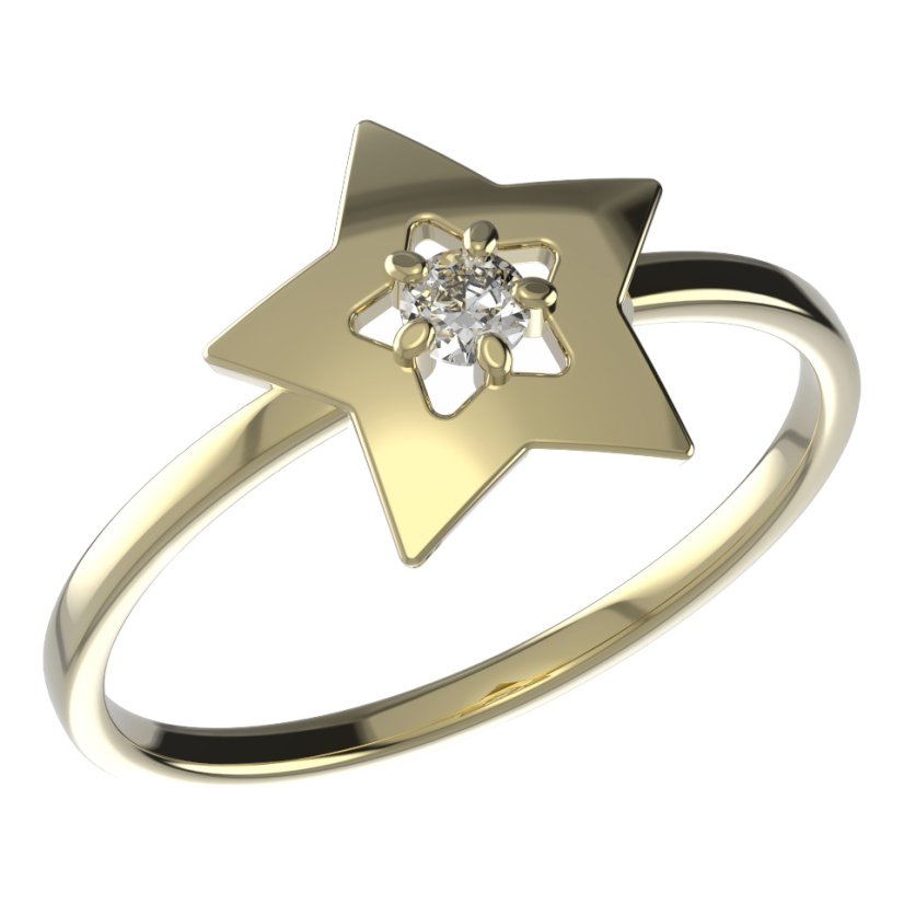 BeKid dětský prsten hvězdička 824 Žluté zlato - 585 Diamant