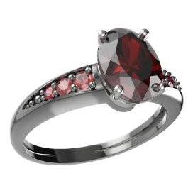 BG prsten oválný kámen 478-J Stříbro 925 - ruthenium (30-90dní) Granát
