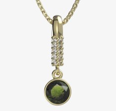 BG zlatý přívěšek 724 Žluté zlato - 585 Vltavín a diamant