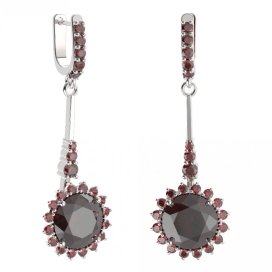 BG náušnice kruhováho tvaru 512-B93 Stříbro 925 - rhodium Granát