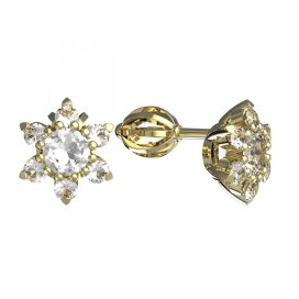 BG zlaté diamantové náušnice hvězdička 978 Žluté zlato - 585 Diamant lab-grown