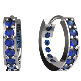 BG zlaté náušnice 807 Bílé zlato - 585 Tmavě modrý kubický zirkon