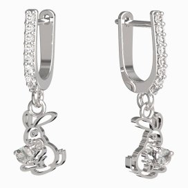 BeKid dětské náušnice zajíček 1186 Bílé zlato - 585 Diamant
