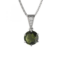 BG vltavínový přívěšek 681 Bílé zlato - 585 Vltavín a diamant