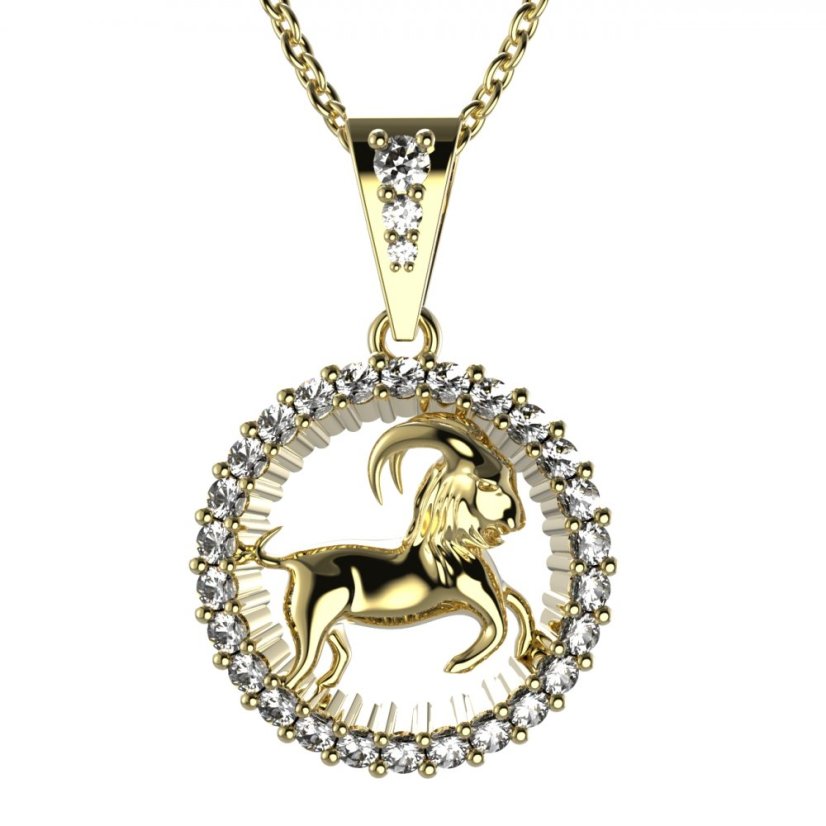 BG zlatý přívěšek Kozoroh 045 Žluté zlato - 585 Diamant