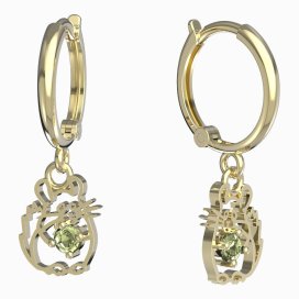 BeKid dětské náušnice činčila 1192 Žluté zlato - 585 Zelený kubický zirkon
