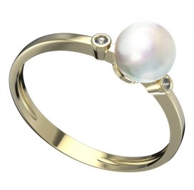 BG zlatý prstýnek s perlou 561 L Žluté zlato - 585 Kubický zirkon a perla