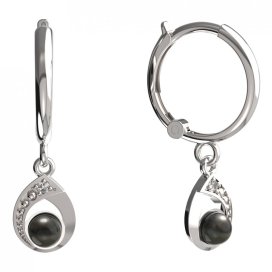 BeKid dětské náušnice 1242 s černou perlou Bílé zlato - 585 Diamant