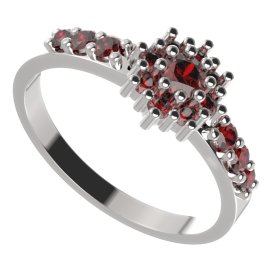 BG prsten 320-Z kulatého tvaru Stříbro 925 - rhodium Granát