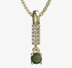 BG zlatý přívěšek 725 Žluté zlato - 585 Vltavín a diamant