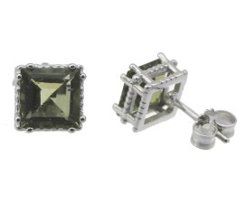 BG náušnice vsazeny kameny:přírodní granát  674 Stříbro 925 - rhodium Vltavín