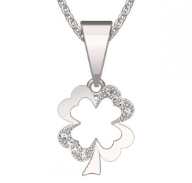 BG zlatý přívěšek čtyřlístek 1170-0 Bílé zlato - 585 Diamant