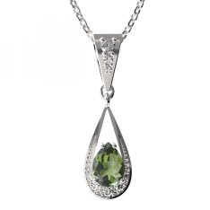 BG přívěs vsazen vltavín  638 Bílé zlato - 585 Vltavín a diamant