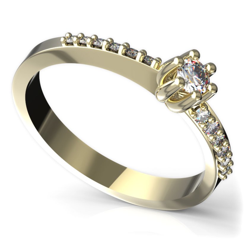 BG zlatý prstýnek 766 Žluté zlato - 585 Diamant