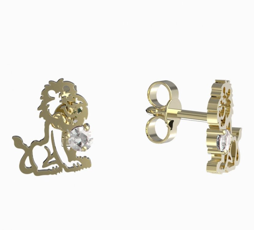 BeKid dětské náušnice lev 1191 Bílé zlato - 585 Diamant