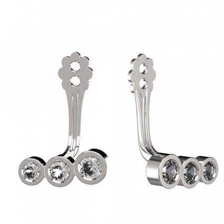 BeKid Gold earrings components  three stones - Metal: White gold 585, Stone: Green cubic zircon