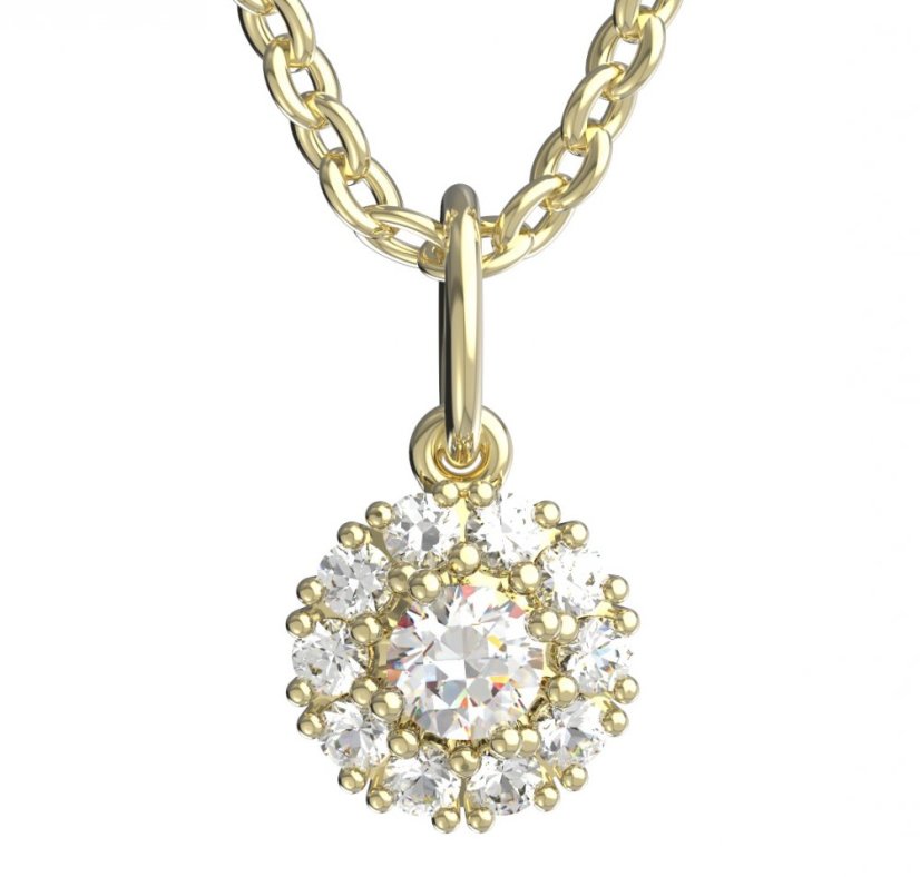 BeKid dětský přívěšek kytička 851 Žluté zlato - 585 Diamant