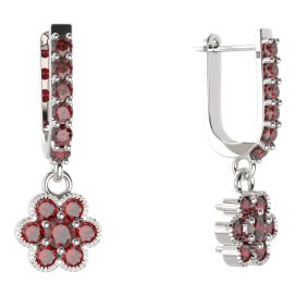 BG kulaté náušnice 140-94 Stříbro 925 - rhodium Granát