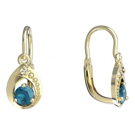 BeKid dětské náušnice 1242 Žluté zlato - 585 Světle modrý kubický zirkon